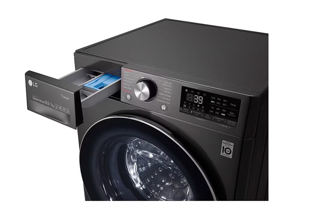 LG Washer Dryer Combo 10.5kg/7kg - AI Direct Drive, Steam, Black