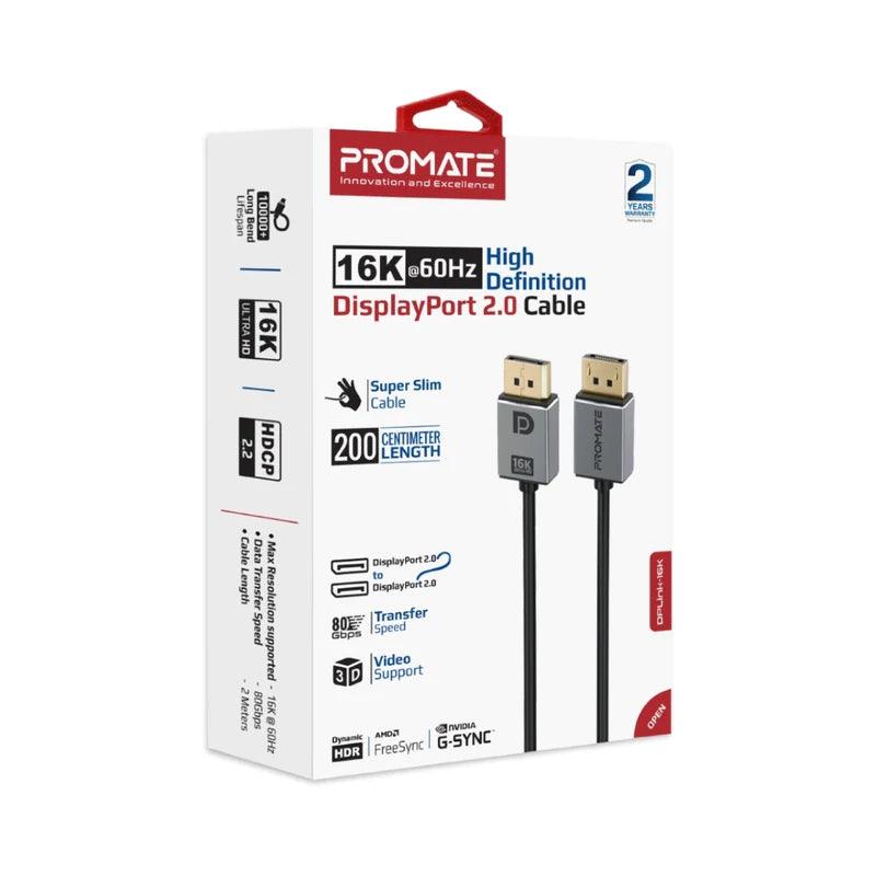 PROMATE DPLink 16K DisplayPort Cable 16K@60Hz 2m - Grey