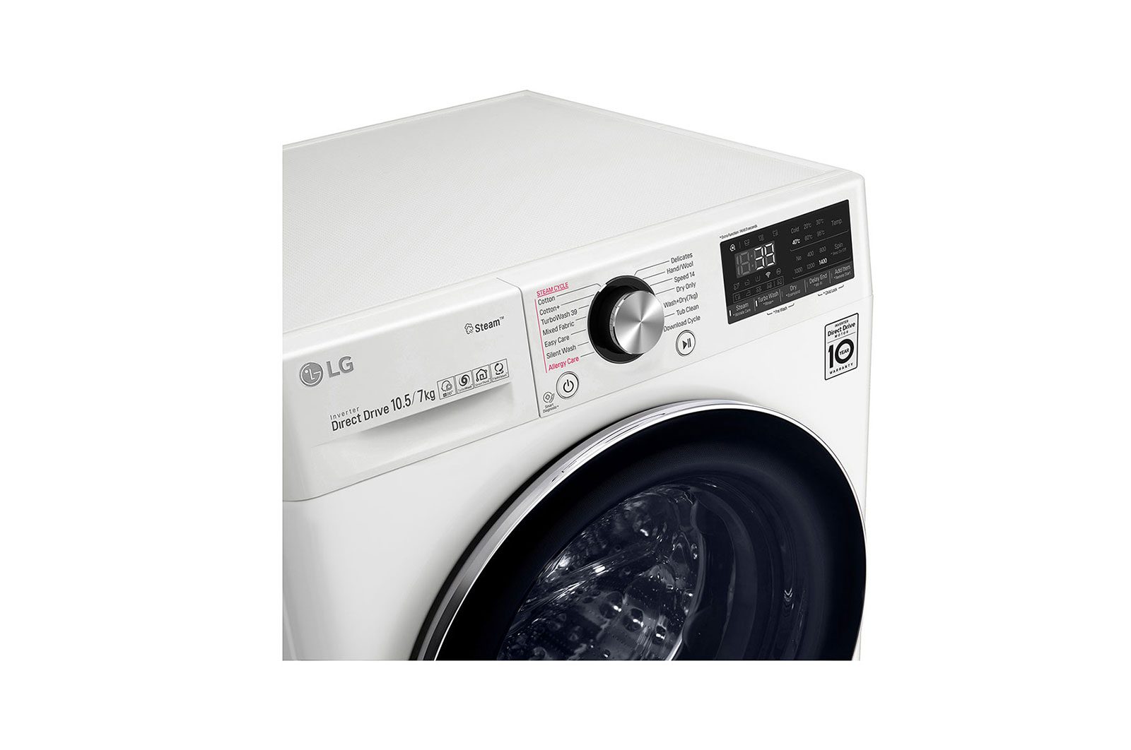 LG Washer Dryer Combo 10.5kg/7kg - AI Direct Drive, Steam, White