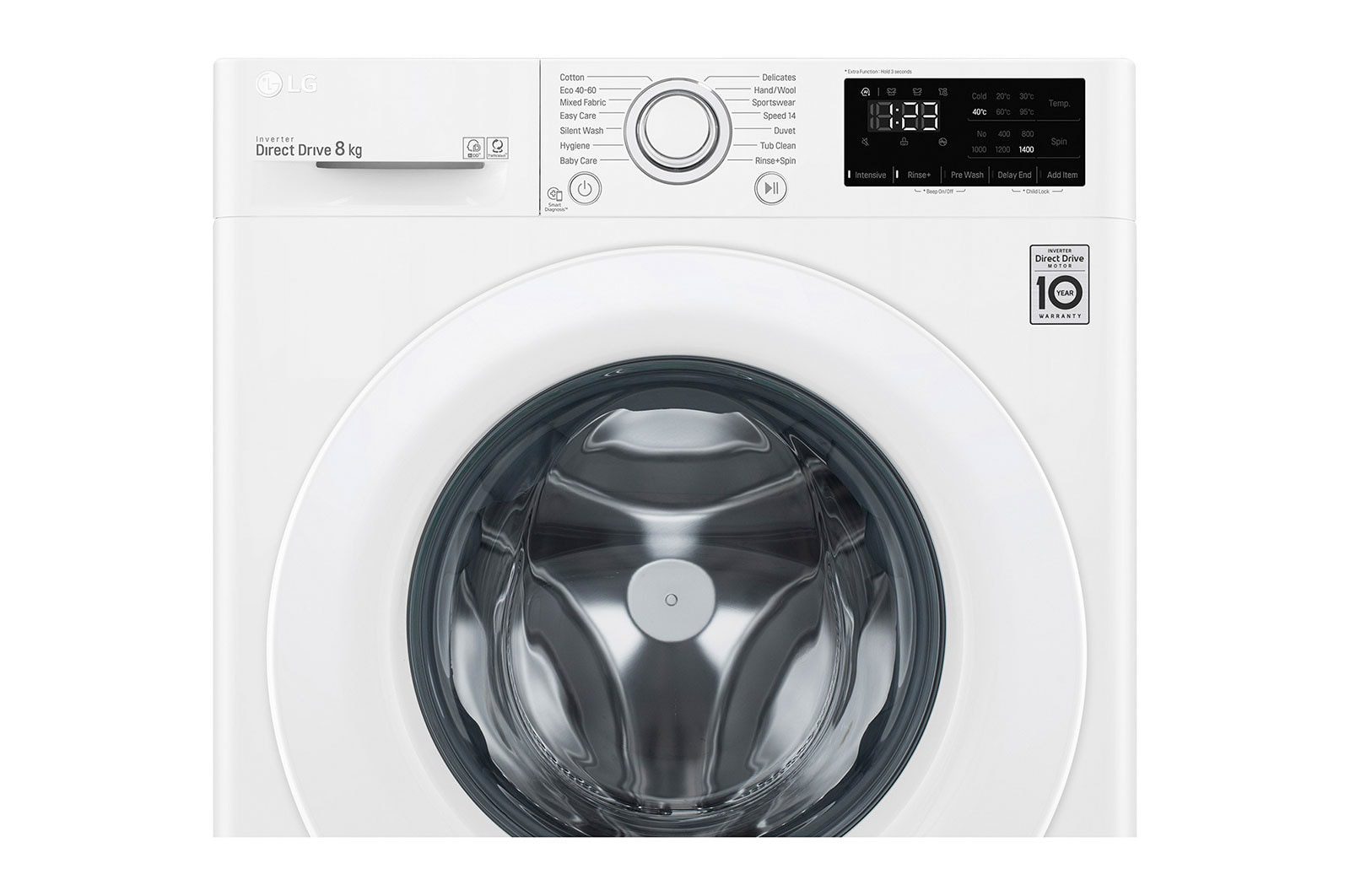 LG Front Load Washing Machine 8kg 1200RPM Steam White (F2V3PYP3WE)