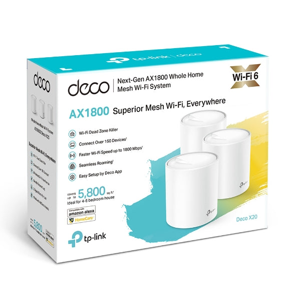 TP-Link Deco X20 (3-pack) | AX1800 Whole Home Wi-Fi 6