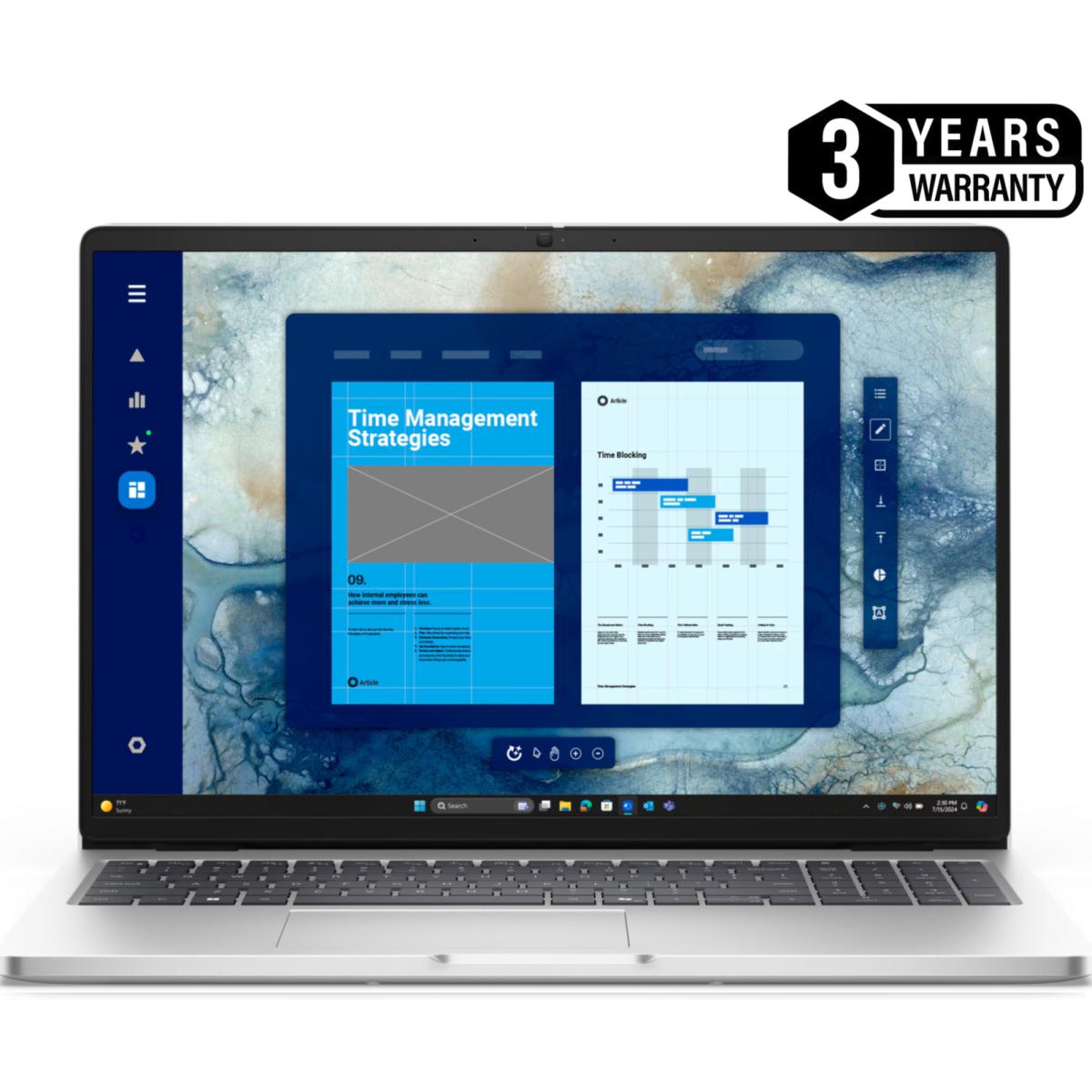 Dell Pro 16 Laptop - 16" FHD+ IPS, Intel Core Ultra 7 255U, 16GB DDR5, 512GB SSD - Platinum Silver