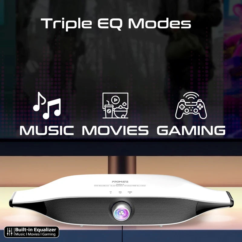 Promate Delta-X 20W BassBoost™ Quad Speaker Wireless RGB Soundbar