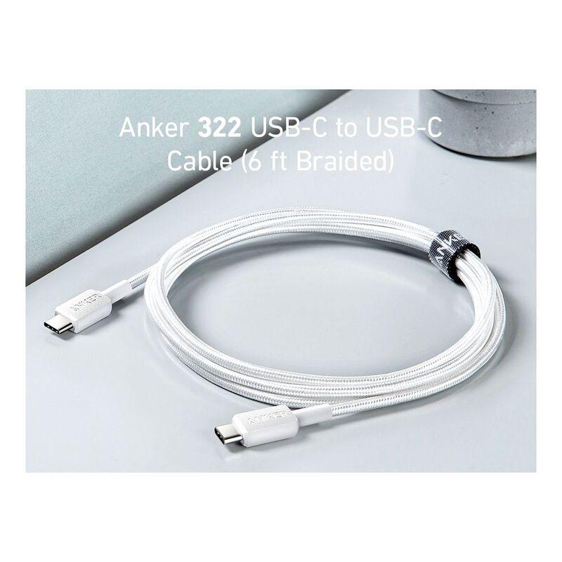 Anker 322 USB C to USB C Cable 6ft Braided Durable & Fast - White