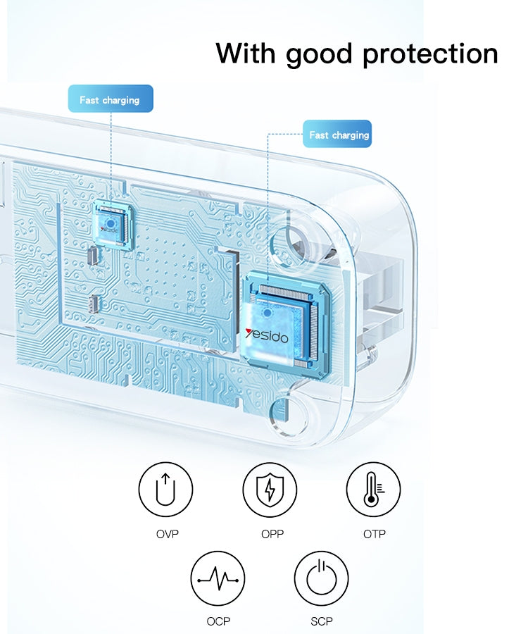 Yesido PD 20W & QC 3.0 Socket 3250W Fast Charging EU Plug - White