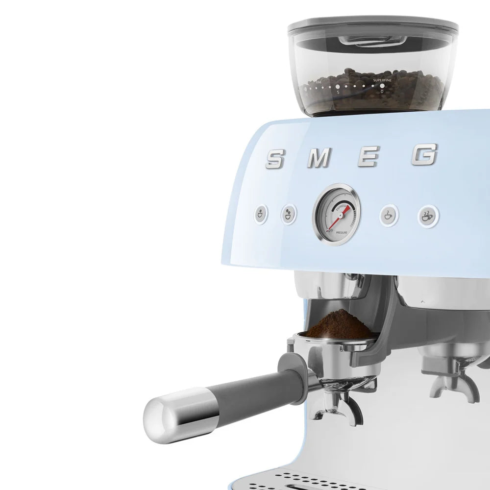 Smeg Manual Espresso Coffee Machine with Grinder 50's Style – Pastel Blue | EGF03PB
