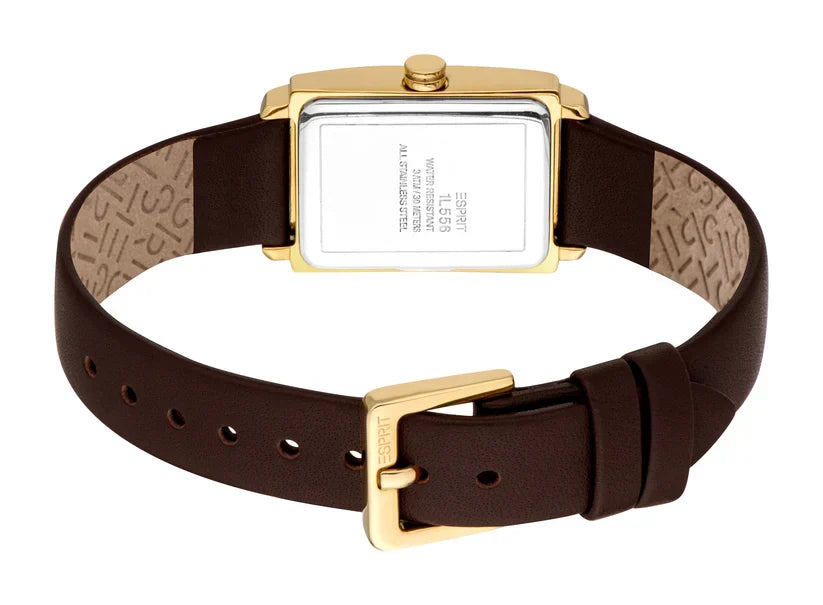 ESPRIT ES1L556L0025 BROWN LEATHER BAND WHITE DIAL FOR WOMEN