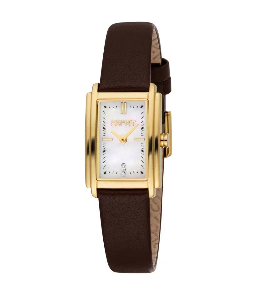 ESPRIT ES1L556L0025 BROWN LEATHER BAND WHITE DIAL FOR WOMEN
