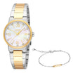 ESPRIT ES1L560M0045 SILVER AND ROSE GOLD STEEL BAND WHITE DIAL FOR WOMEN