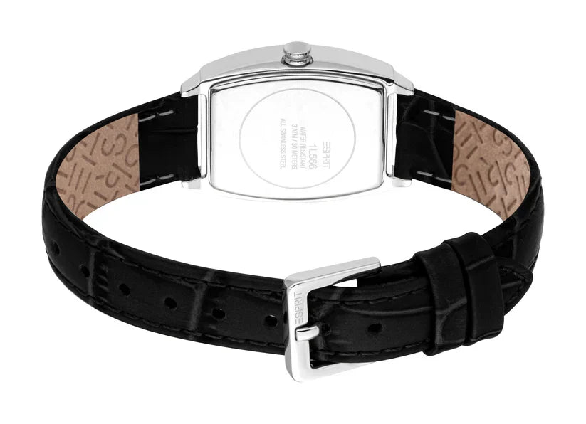 ESPRIT ES1L566L0015 BLACK LEATHER BAND WHITE DIAL FOR WOMEN