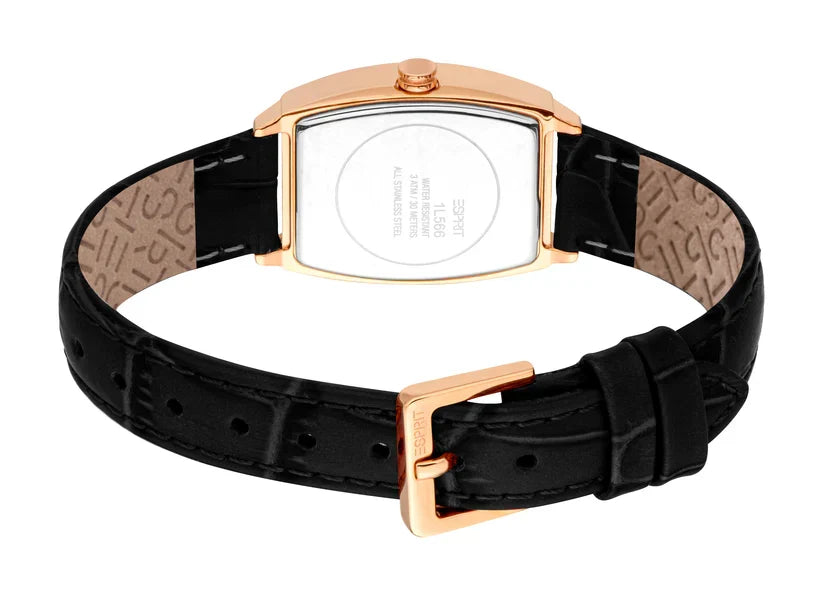 ESPRIT ES1L566L0035 BLACK LEATHER BAND BLACK DIAL FOR WOMEN