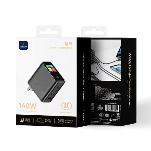 WiWU 140W Intelligent Display GaN Charger 3C1A Wi-G028