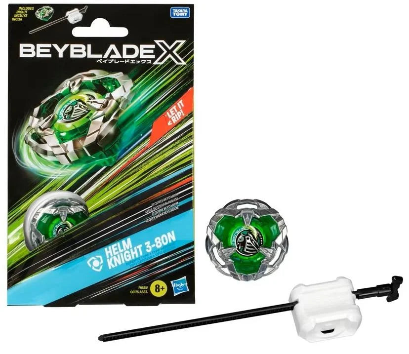 Beyblade X Helm Knight 3-80N Starter Pack | Defense Right-Spinning Top & Launcher