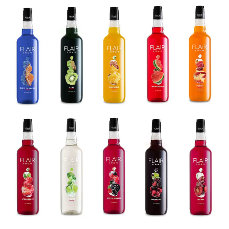 Flair Syrups for Soda Spark Machine – Blue Curacao, Strawberry, Mixed Berries, Mojito & More | 1L