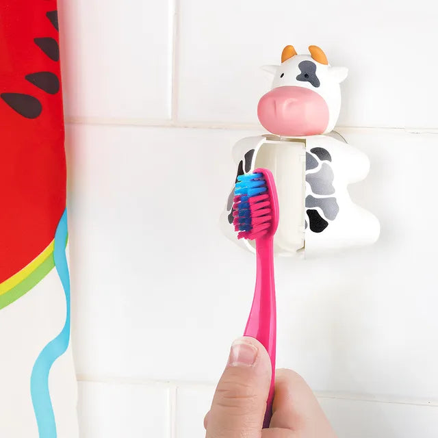 فرشاة أسنان Flipper للأطفال مع حامل - تصميم بقرة