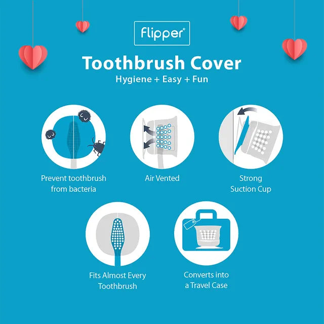 Flipper - 2-in-1 Toothbrush With Cover for Couple - Grey & Red