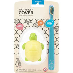 Flipper - Fun Animal Toothbrush With Holder for Kids - Turtle (Colour May Vary)