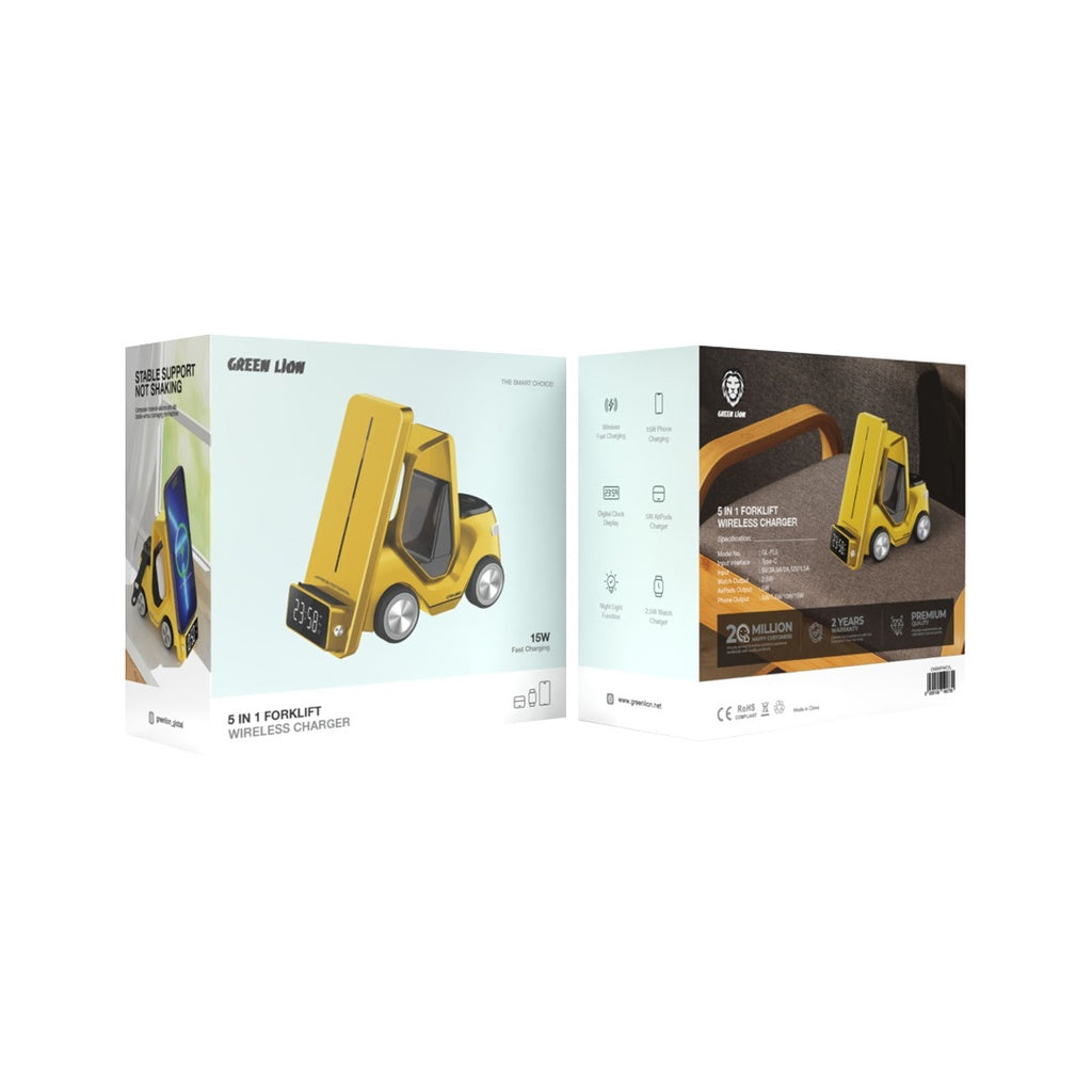 Green Lion 5-in-1 Wireless Charger Stand – Forklift Design