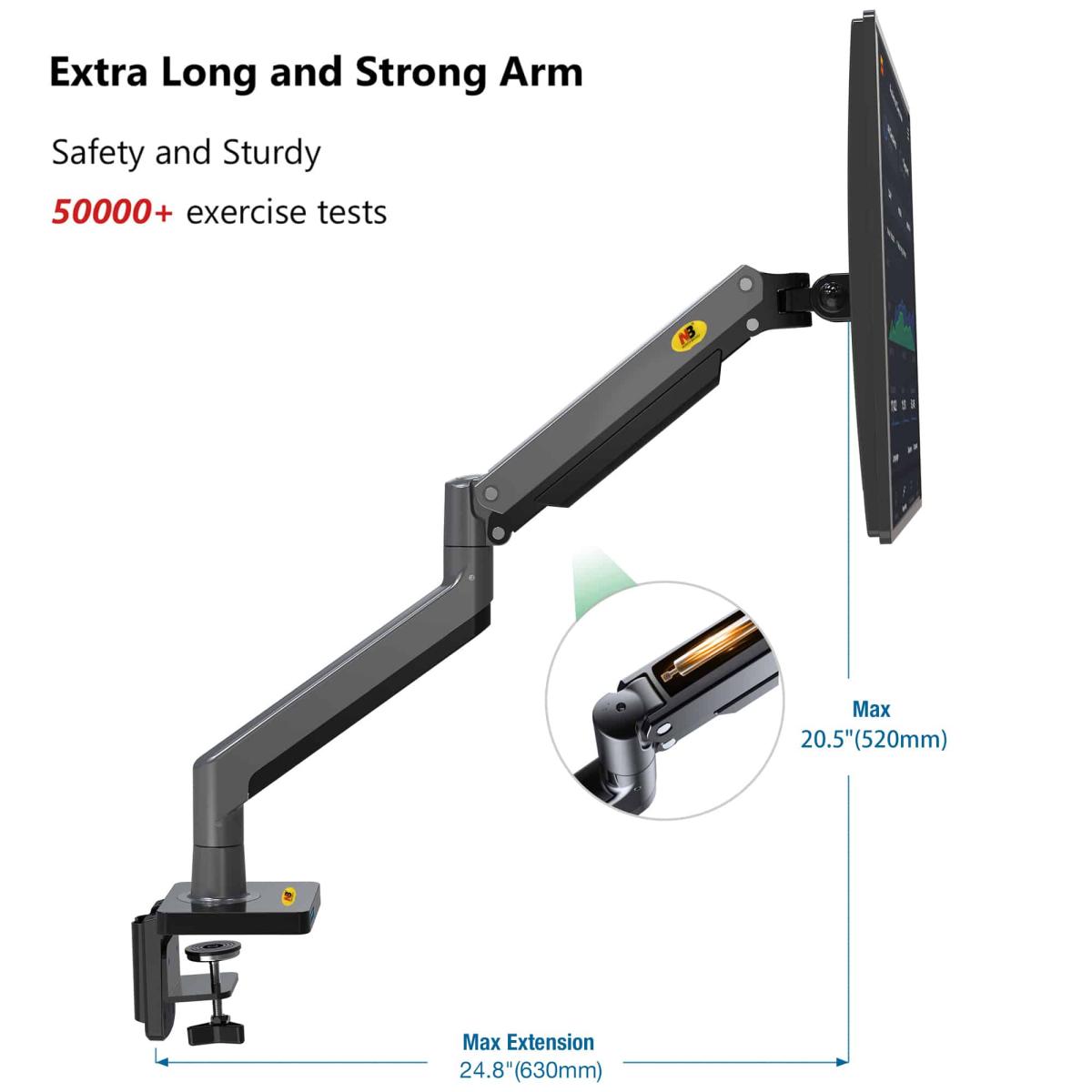 North Bayou G45 Gas Spring Monitor Mount 27”-40” Black