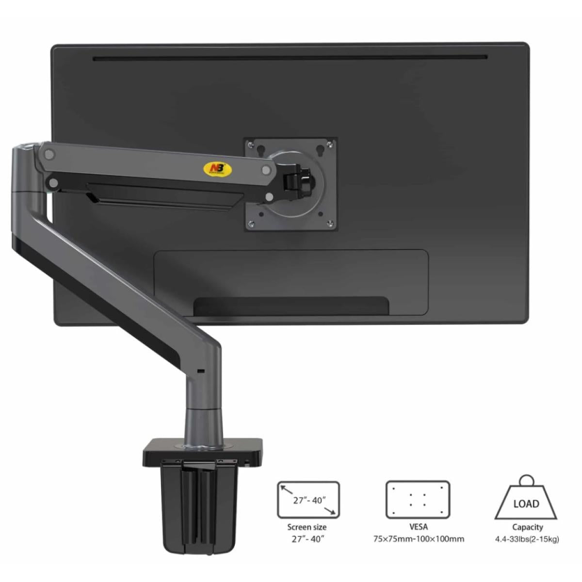 North Bayou G45 Gas Spring Monitor Mount 27”-40” Black