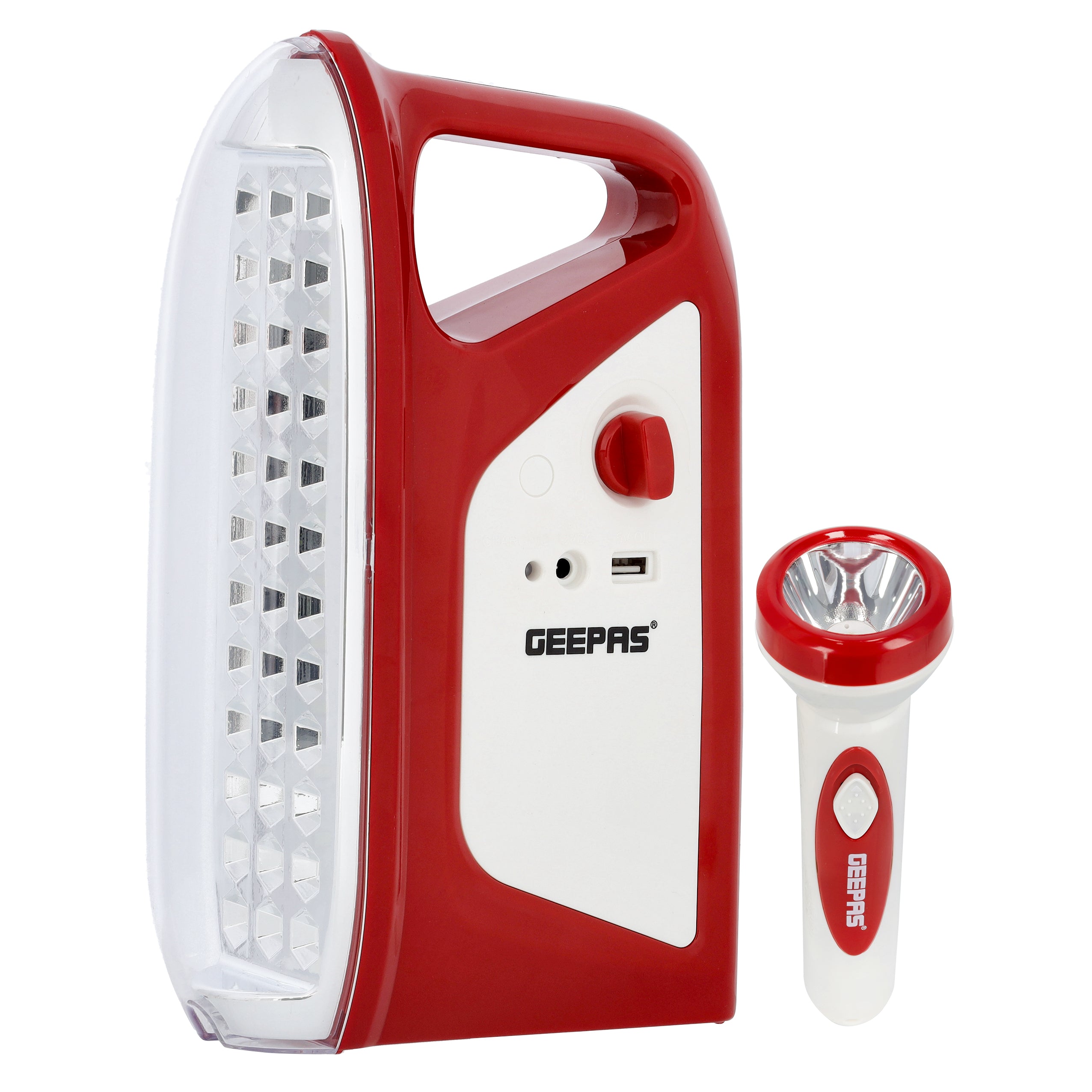فانوس ومصباح جيباس GEFL4664N – 36 LED، شحن شمسي وUSB