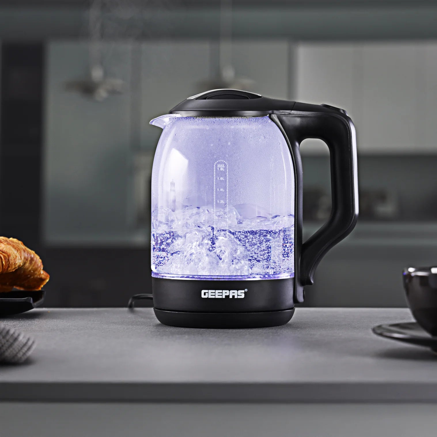 Geepas GK9901 Electric Glass Kettle 1.8L – 1500W Fast Boil with Auto Shut-Off & Boil Dry Protection