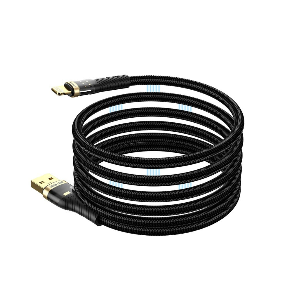 Green Lion Magnetic USB-A to Lightning Cable 1M – Black