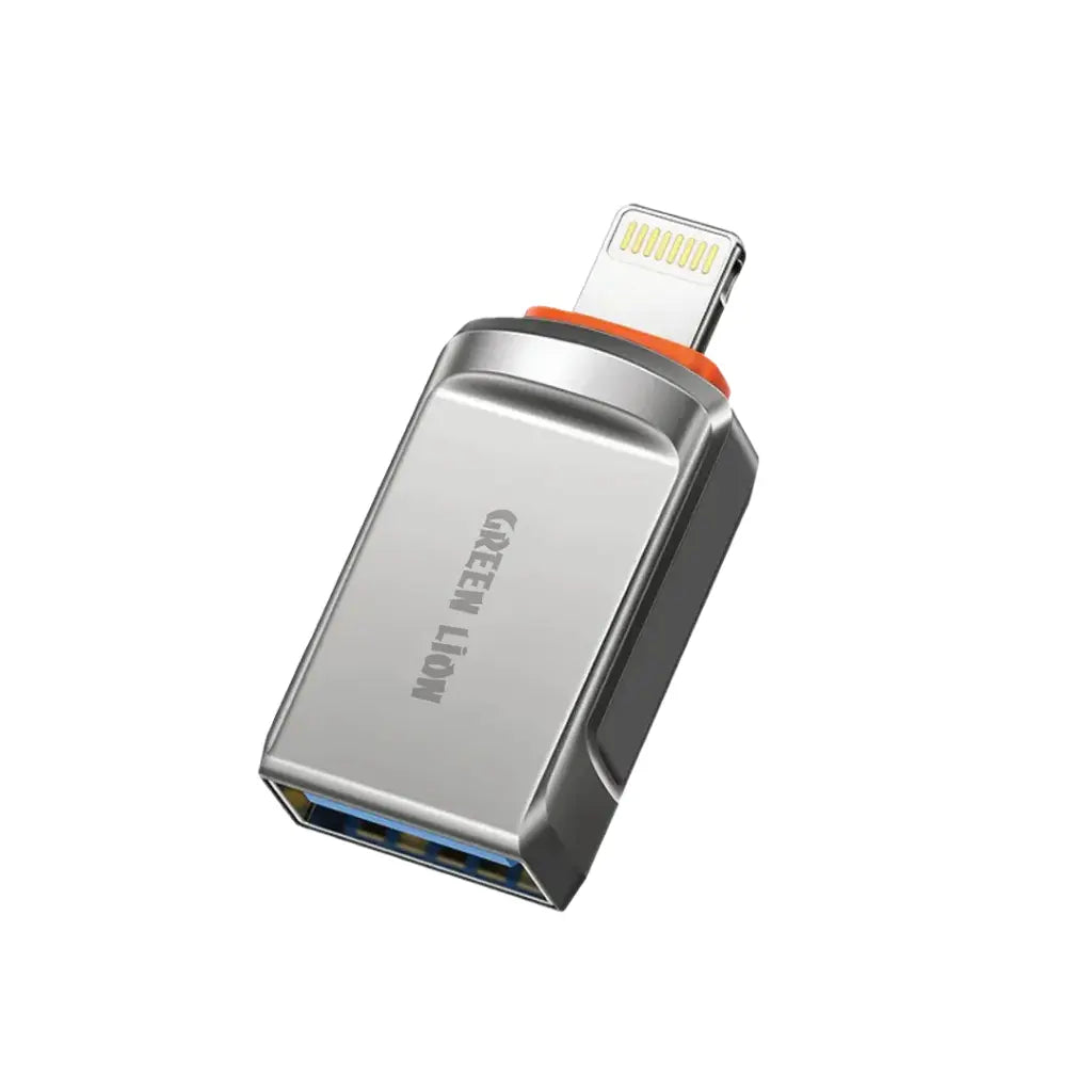 محول Green Lion OTG USB-A إلى Type-C/Lightning - رمادي