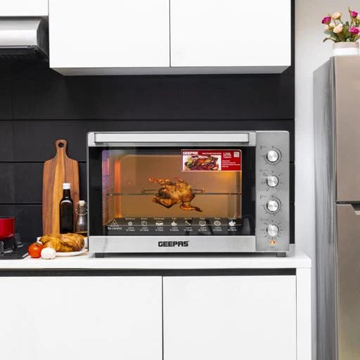 Geepas 2800W 120L Electric Oven with Rotisserie & Convection, Silver GO34057
