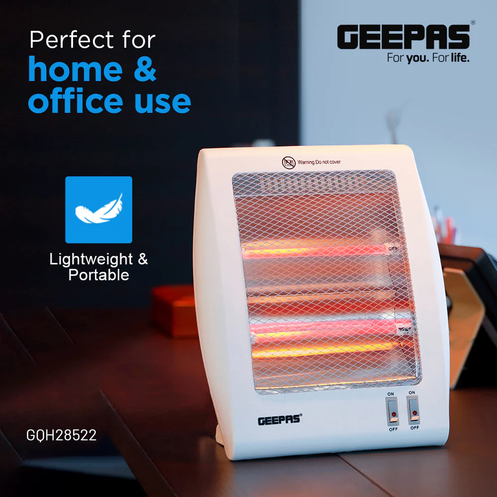 دفاية كوارتز Geepas 800W بتدفئة فورية وحماية انقلاب