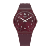 Swatch Rednel Maroon Rubber Maroon Dial For Women