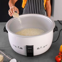 Geepas 10L Commercial Rice Cooker, Cook & Warm Function, Non-Stick Pot, White GRC4323
