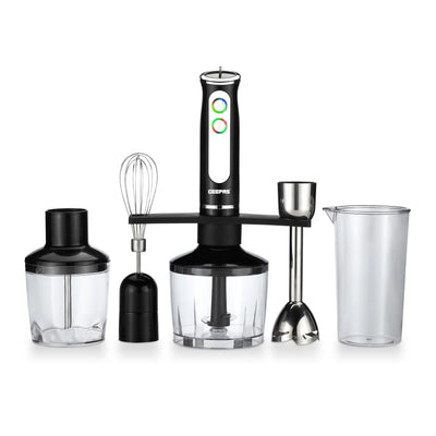  Geepas 5-in-1 Hand Blender 600W Motor 8 Speeds Multiple Attachments