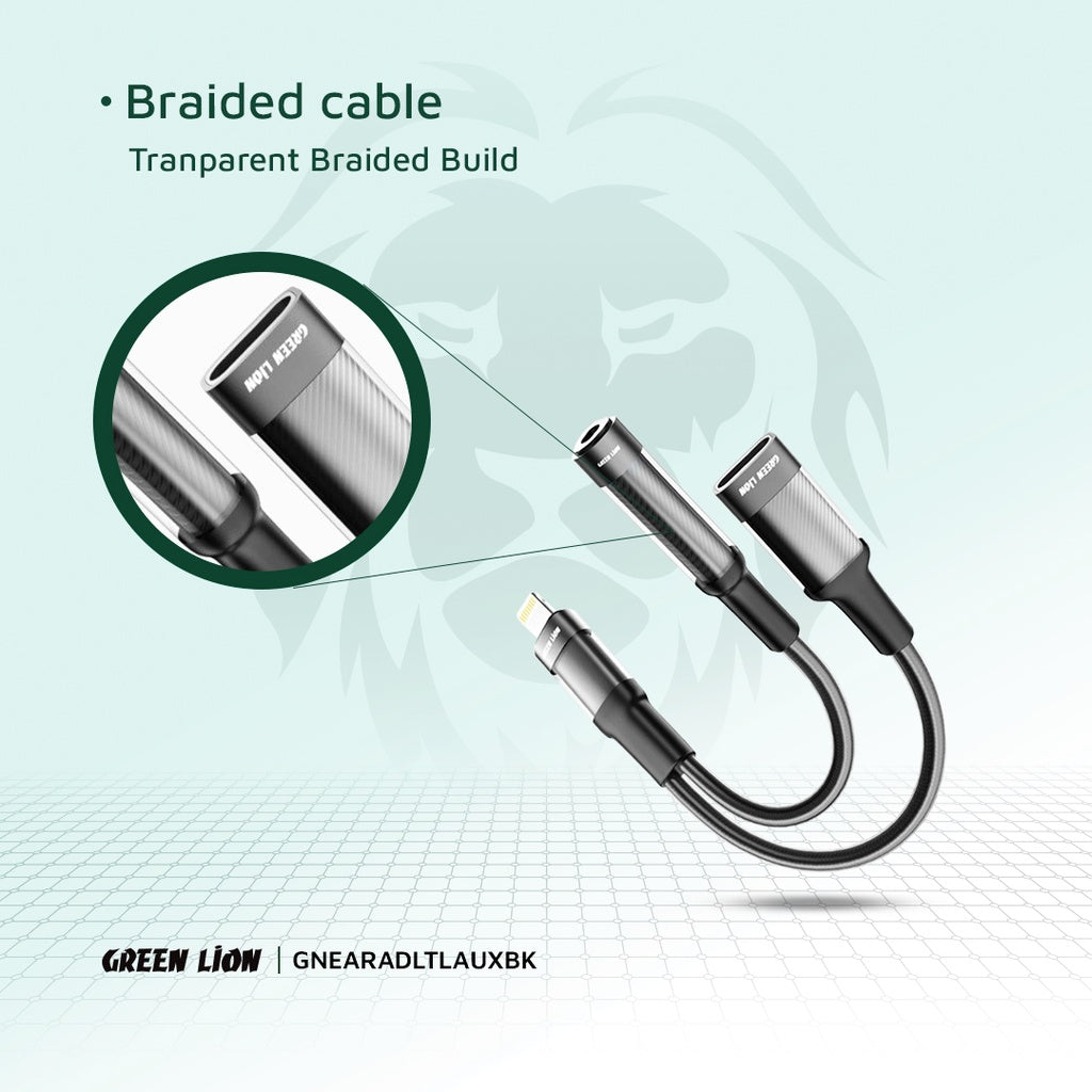Green Lion 2in1 Lightning Audio & Charge Adapter - 12CM
