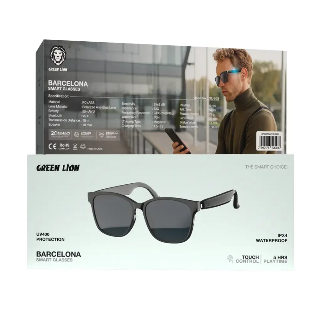 Green Lion Barcelona Smart Glasses - Black