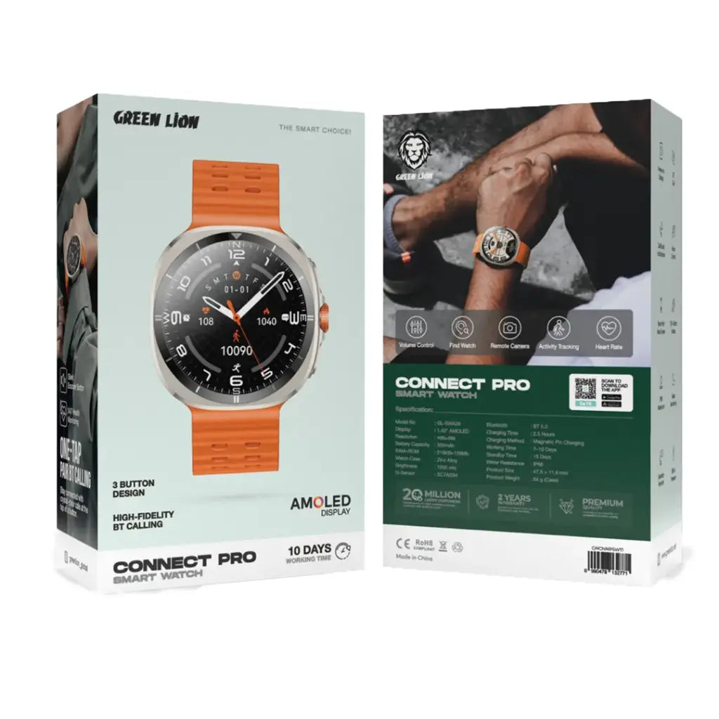Green Lion Connect Pro Smart Watch – AMOLED, BT Call, 100+ Sports