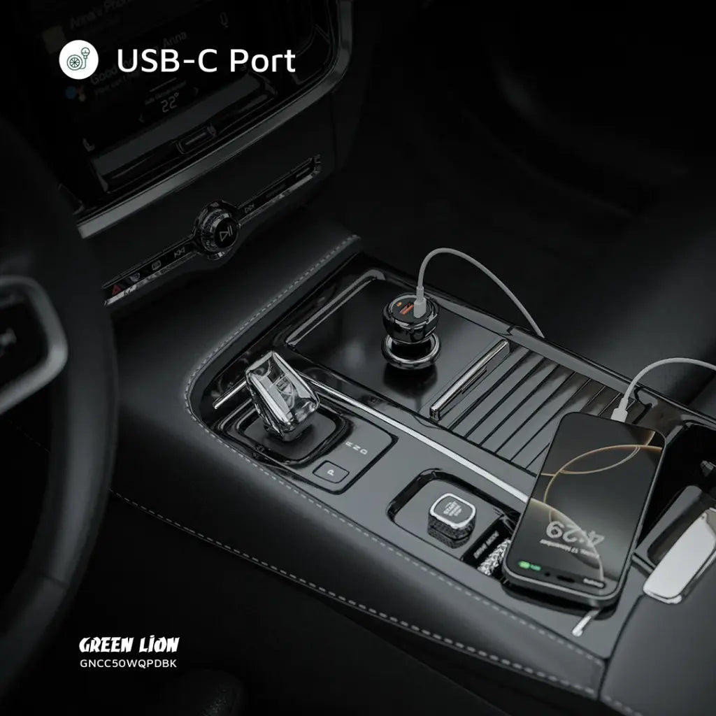 Green Lion 50W Car Charger + USB-C to USB-C Cable – Dual Port