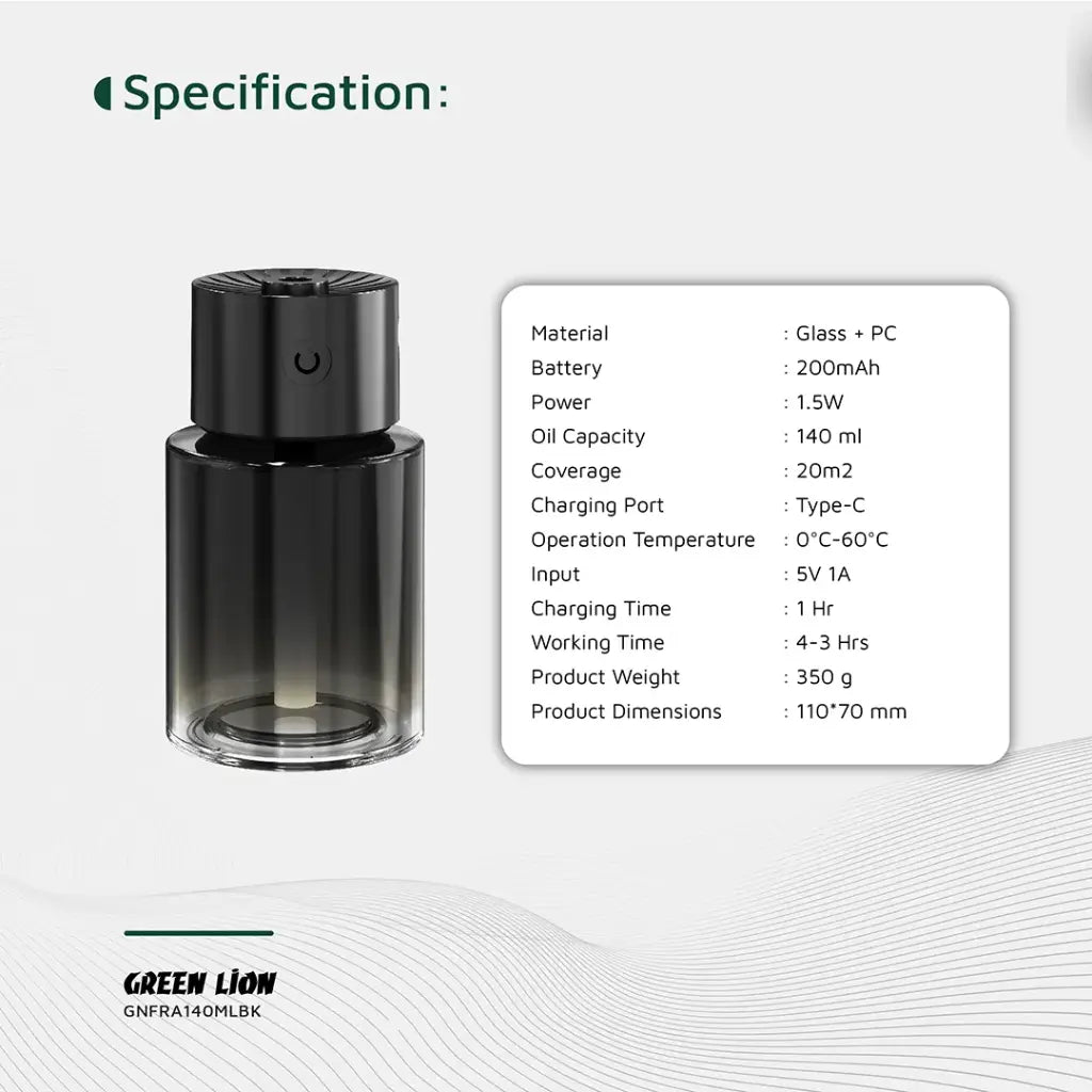 Green Lion Fragrance Diffuser 140mL – Stylish & Portable