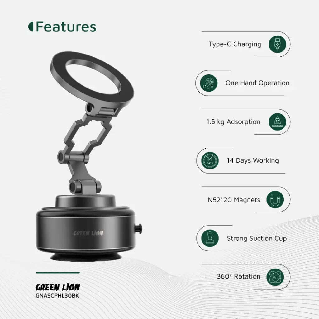 Green Lion GX-30 Auto Suction Magnetic Car Phone Holder