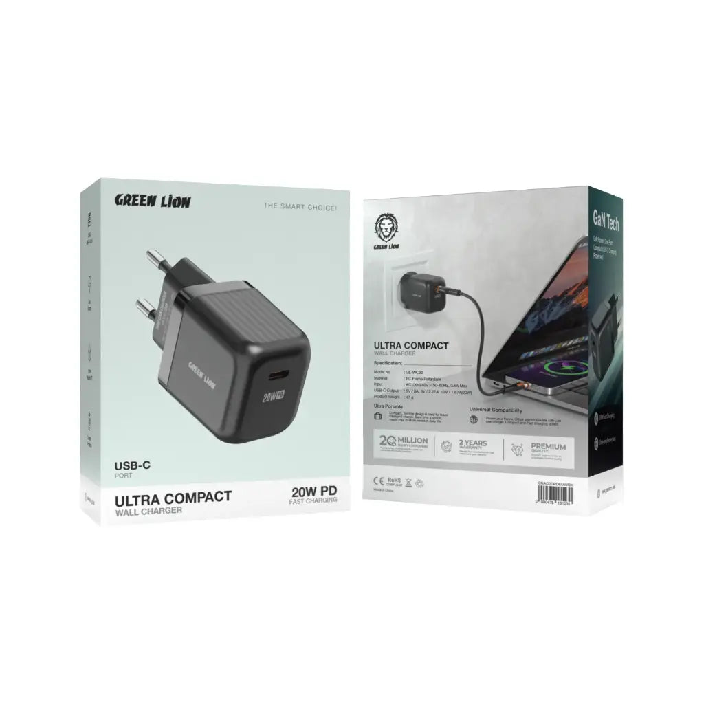 Green Lion 20W Ultra Compact GaN Charger + USB-C Cable