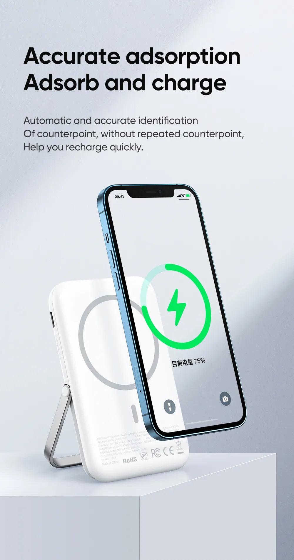 Mcdodo 5000mAh Magnetic Power Bank Wireless - White & Gray