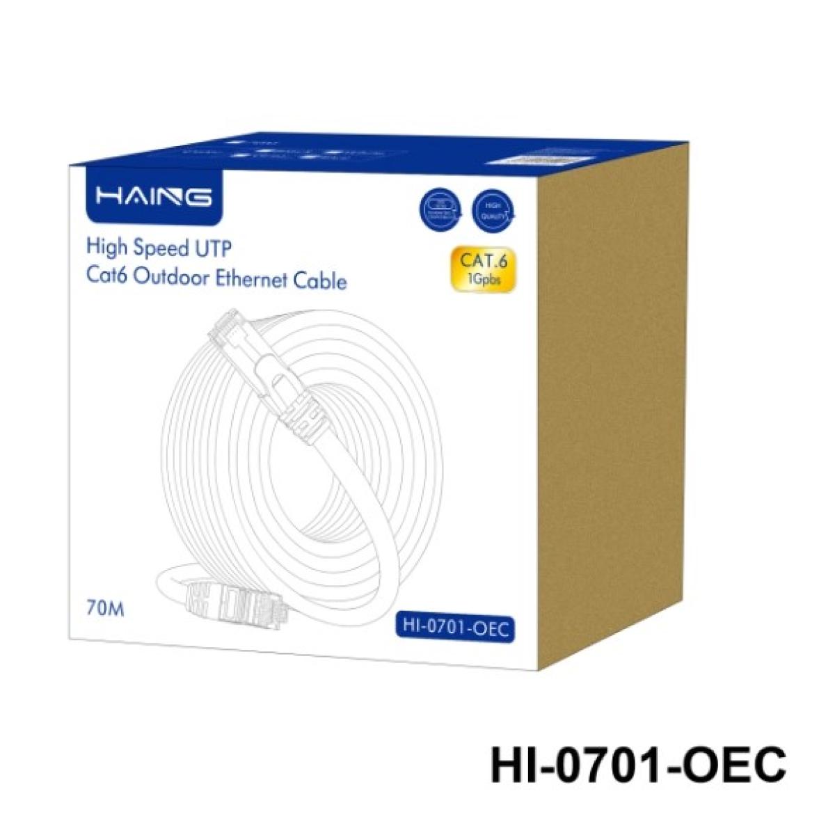 HAING HI-0701-OEC Cat 6 Outdoor High-Speed Ethernet Cable - 70M