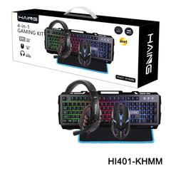 HAING 4 in 1 Gaming Kit Mouse, Keyboard, Headset & Mic