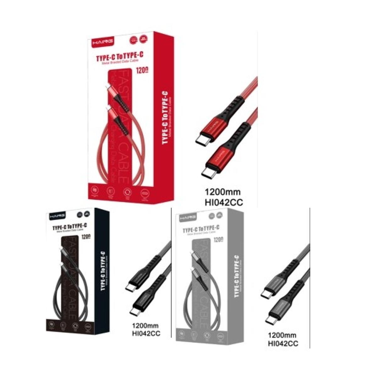 HAING HI042CC Type-C to Type-C 20W Metal Braided Data Cable 1.2M