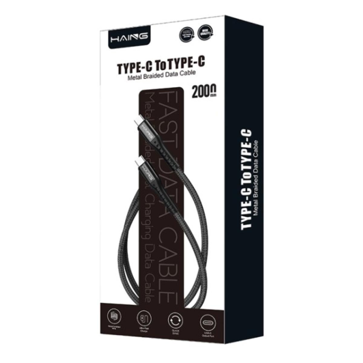 HAING Type-C to Type-C 20W Metal Braided Data Cable 2M
