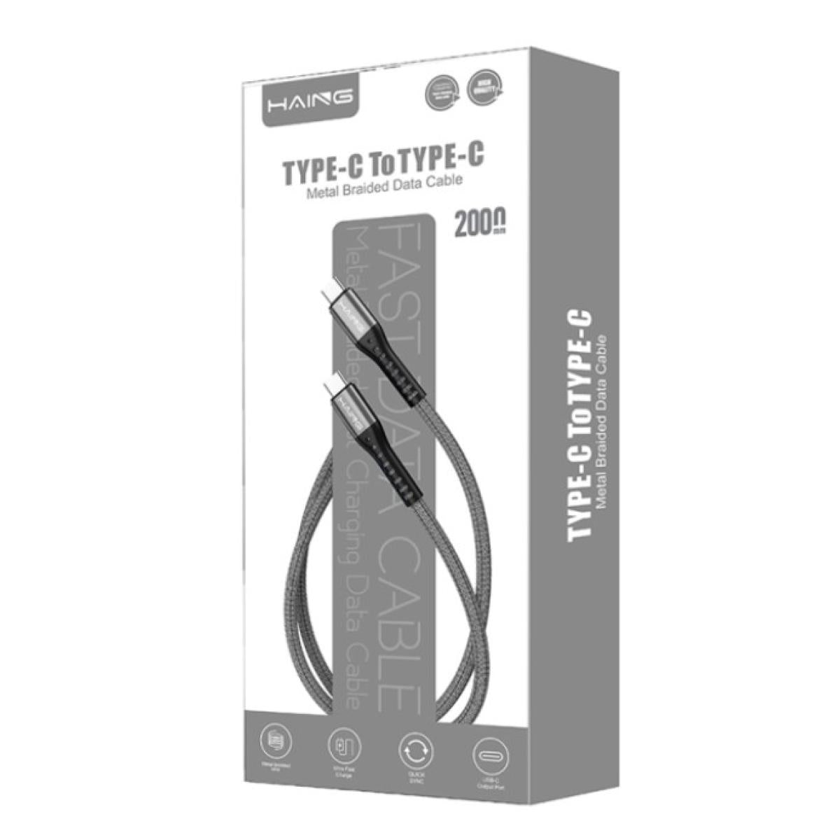 HAING Type-C to Type-C 20W Metal Braided Data Cable 2M