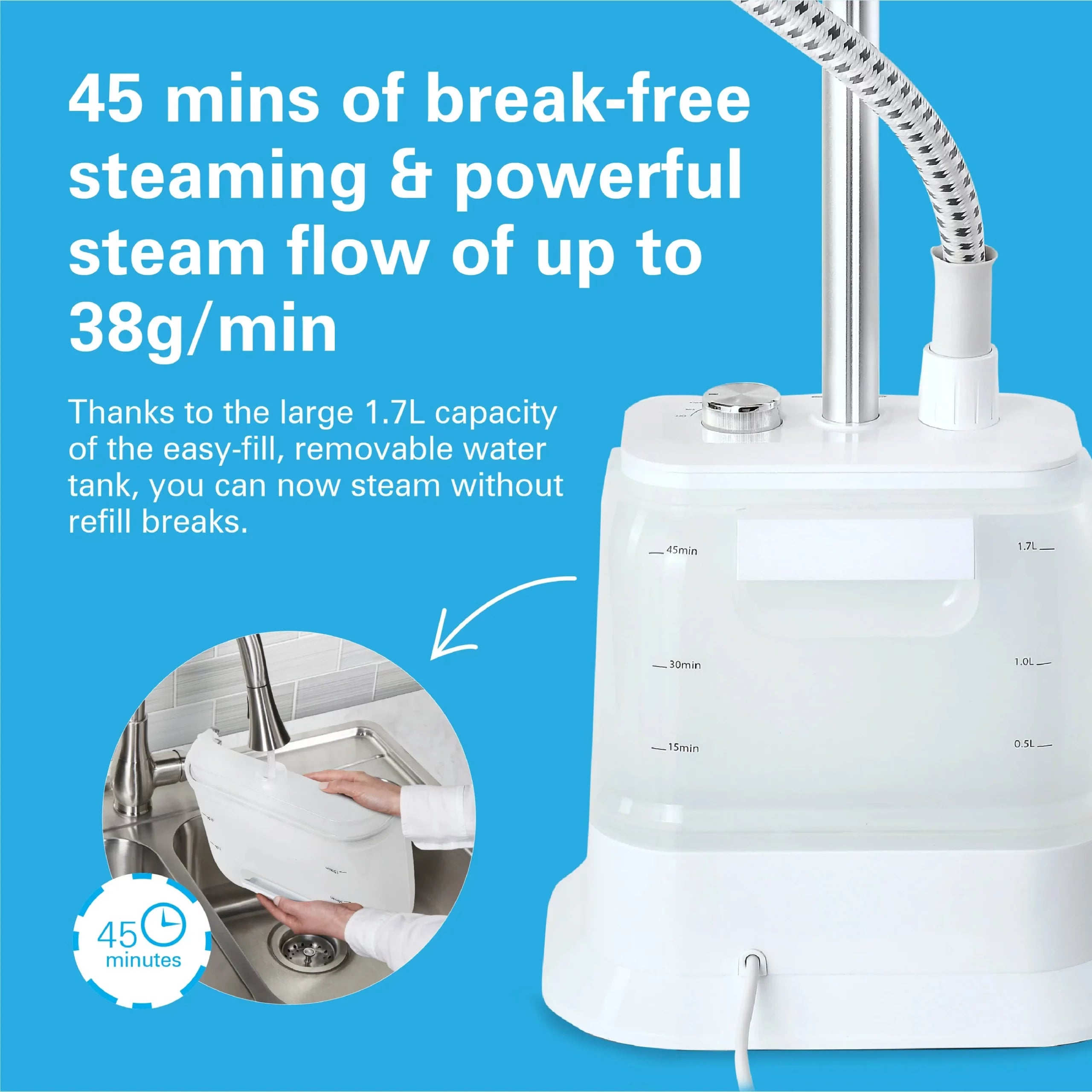 Hamilton Beach Iron HB Garment Steamer 1700W - White