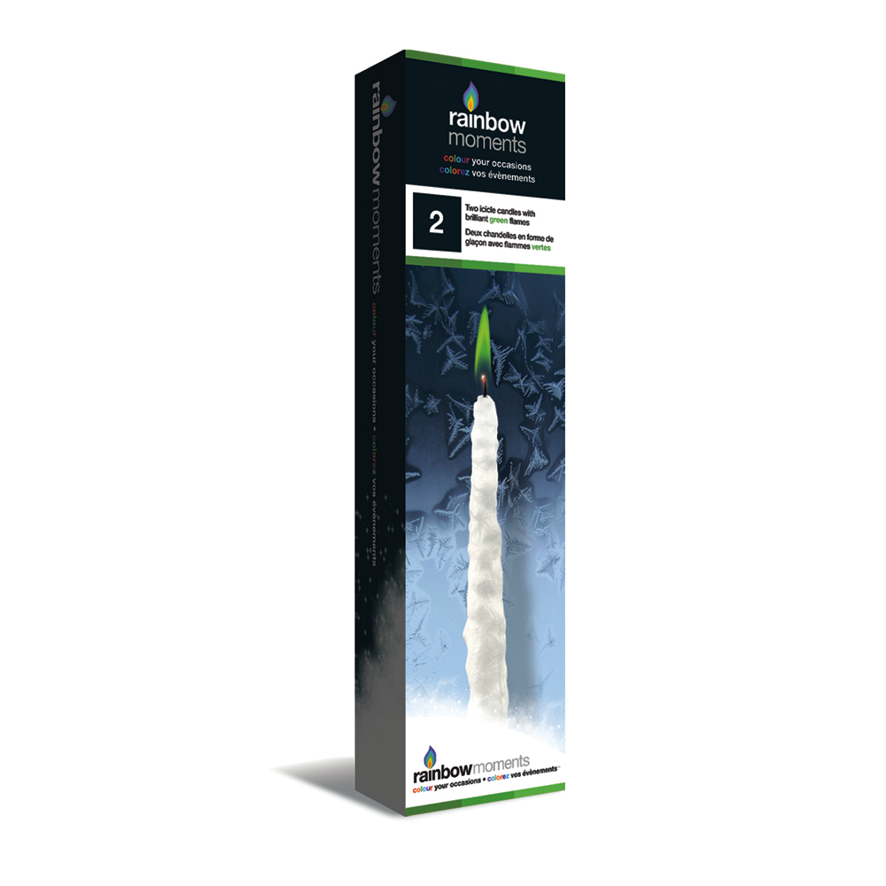 Rainbow Moments Green Coloured Flame Icicle Candles