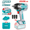TOTAL 20V Impact Wrench 850Nm + LED Light – 2×4Ah Battery