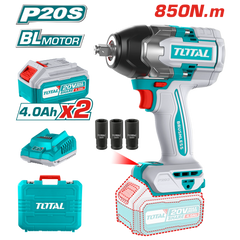 TOTAL 20V Impact Wrench 850Nm + LED Light – 2×4Ah Battery